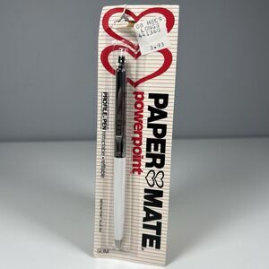 Paper Mate PowerPoint Profile Pen Slim White Medium Blue Ink Vintage NOS